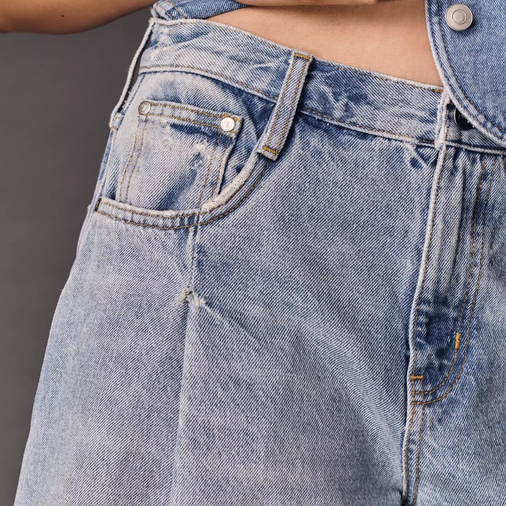 Pilcro Pleated Culotte Wide-Leg Denim Shorts - Picture 5 of 10
